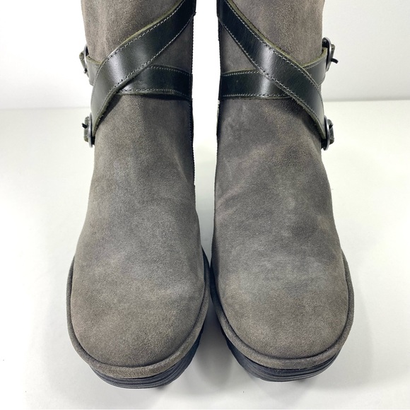 Fly London YEMO274FLY Sludge Gray Olive Suede Leather Wedge Ankle Boots 7.5 38 - Picture 9 of 14
